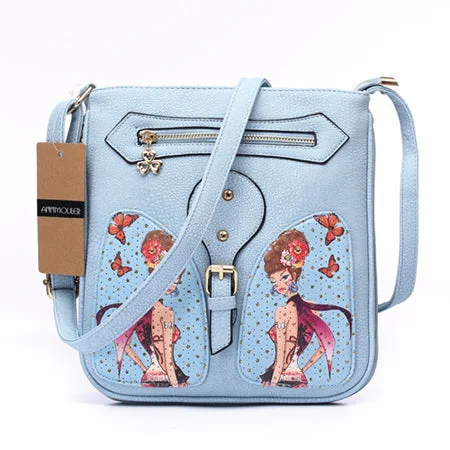 3D Digital Printed Women's Shoulder Bag Light Blue