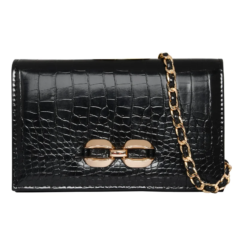 Accessorize London Women's Chain Snaffle Party Bag Black