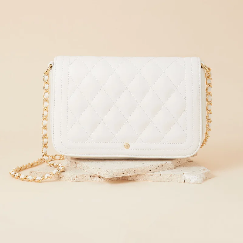 Accessorize London Women's Faux Leather Classic quilted chain crossbody