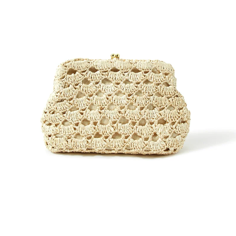 Accessorize London Women's Cream Raffia Clutch Party Bag