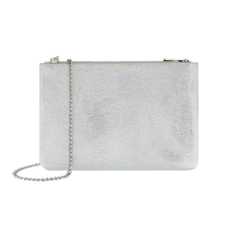 Accessorize London Women's Zip Clutch Bag Silver