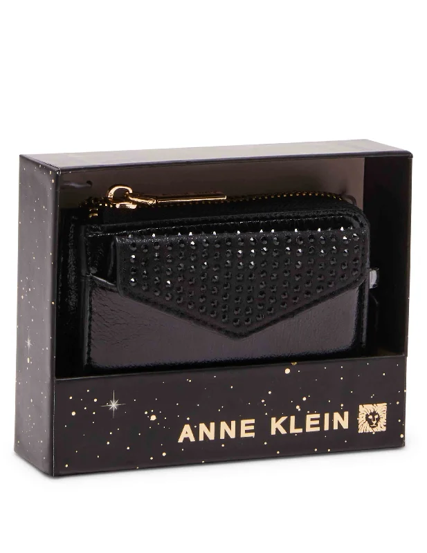 2 Piece Envelope Flap Curved Wallet With Rhinestones