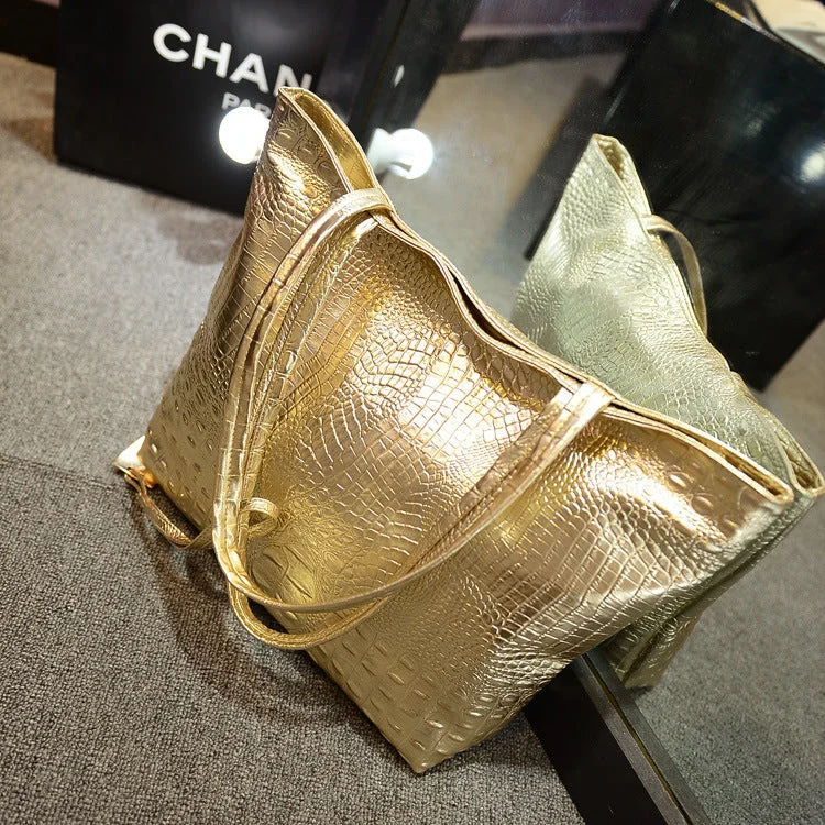 Alibaba Wholesale bolsos de mujer carteras Fashion Cheap large tote bag Golden Crocodile Ladies Purse Women Hand Bag