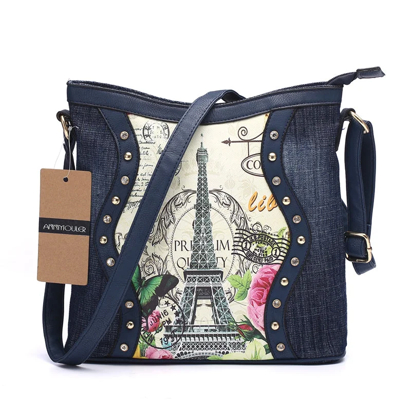 Annamouler Fashion Denim Shoulder Bag Blue