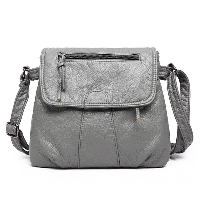 AnnaMouler Soft PU Leather Shoulder Bag Grey