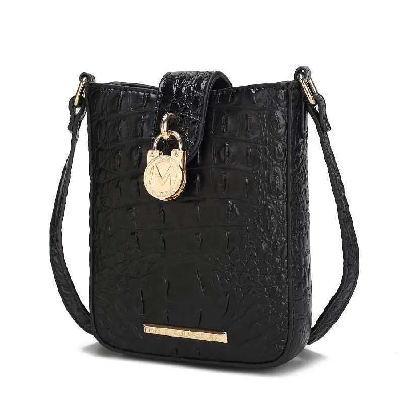 Avery Faux Crocodile Embossed Vegan Leather Women’s Crossbody Bag