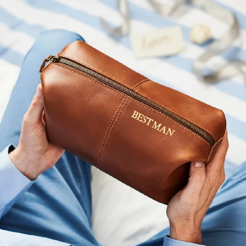 Best Man Leather Wash Bag