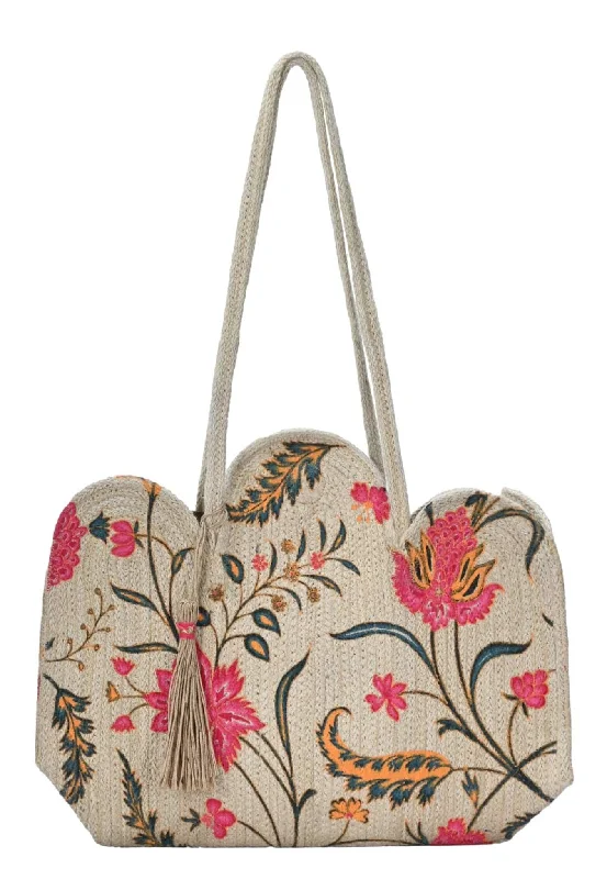 BGAIN235 Handmade Jute Floral Tote