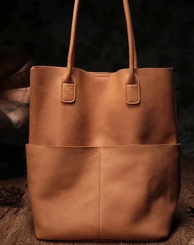 Vertical Brown Leather Tote Bag Womens Black Shopper Tote Handbag Purse