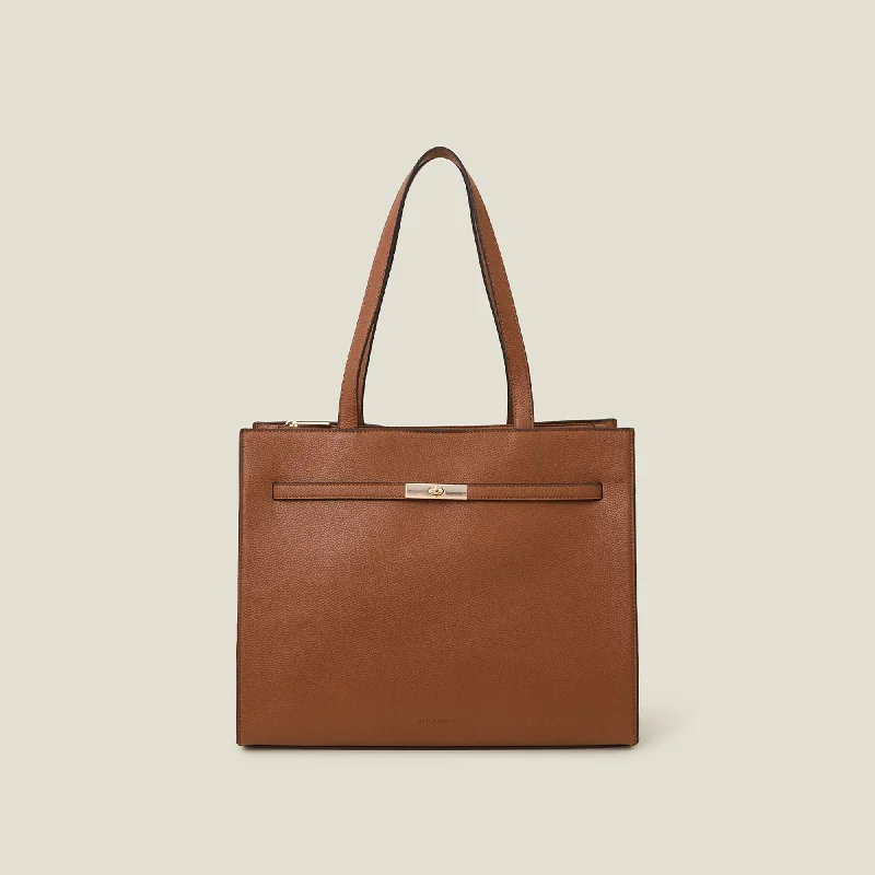 Brown Metal twist-lock tote Bag