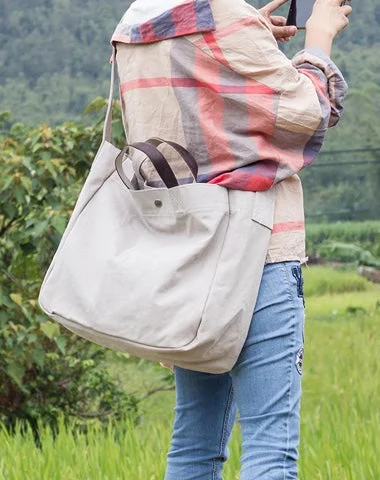 Canvas Leather Mens Womens Handbag Tote Bag White Shoulder Bag Tote Purse For Men