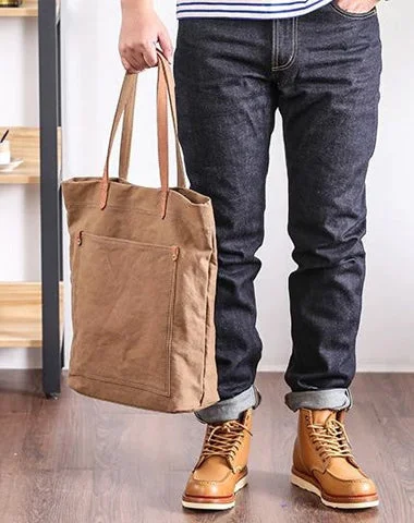 Canvas Mens Womens Large White Handbag Small Tote Bag Khaki Shoulder Tote Purse For Men