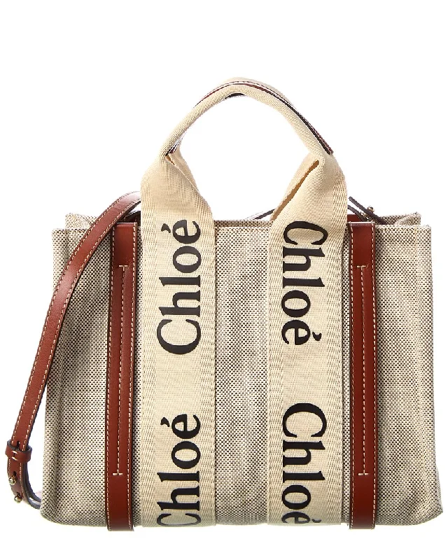 Chloé Woody Small Canvas & Leather Tote