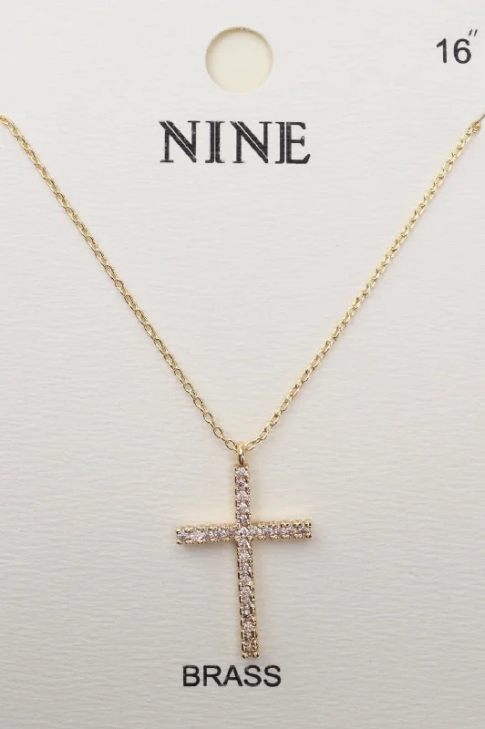 CN4318 CZ Cross Pendant Necklace