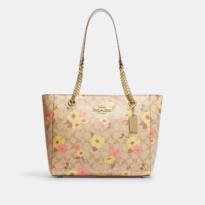 Coach Outlet Cammie Chain Tote In Signature Canvas With Floral Cluster Print