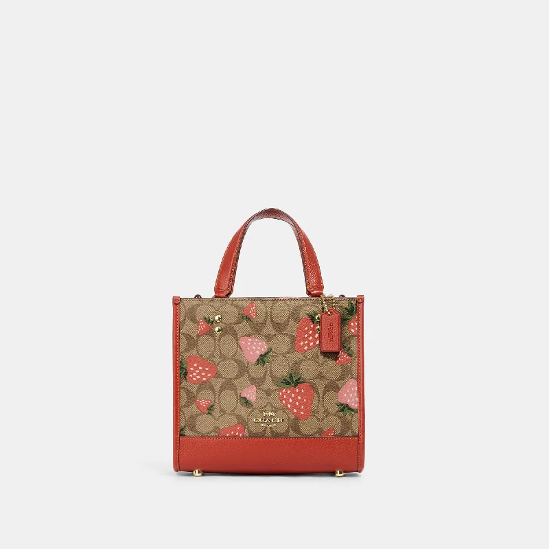 Coach Outlet Dempsey Tote 22 In Signature Canvas With Wild Strawberry Print