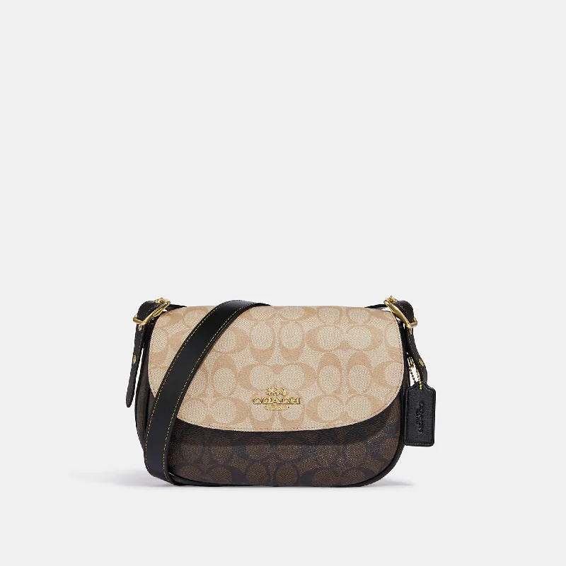 Coach Outlet Macie Saddle Bag In Blocked Signature Canvas