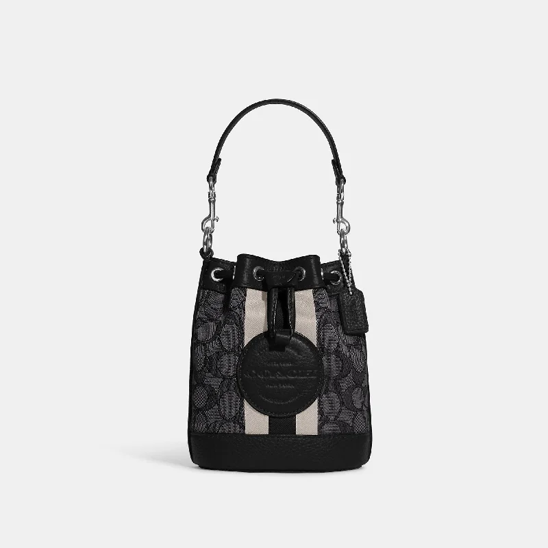 Coach Outlet Mini Dempsey Bucket Bag In Signature Jacquard With Stripe And Coach Patch