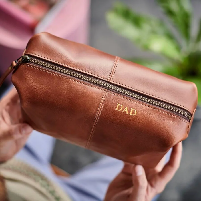 Dad Leather Wash Bag