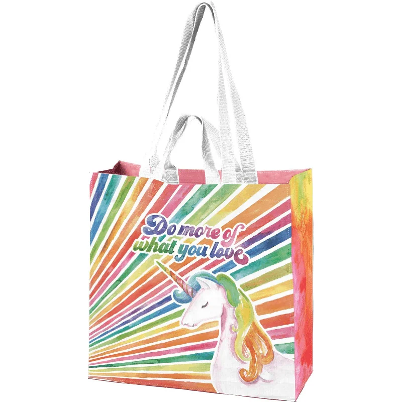 The Bullish Store Women's Unicorn Rainbow Large Market Tote Bag in '70s-'80s Design