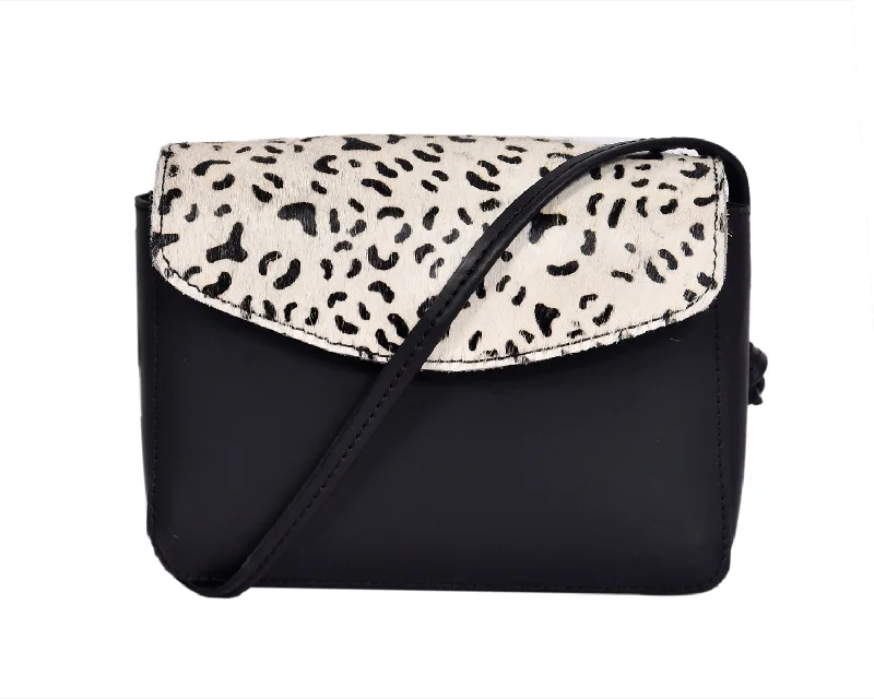 Elegance and Versatility Combined Black Leather Sling Bag with Printed Hair-On. Art: BG-1449