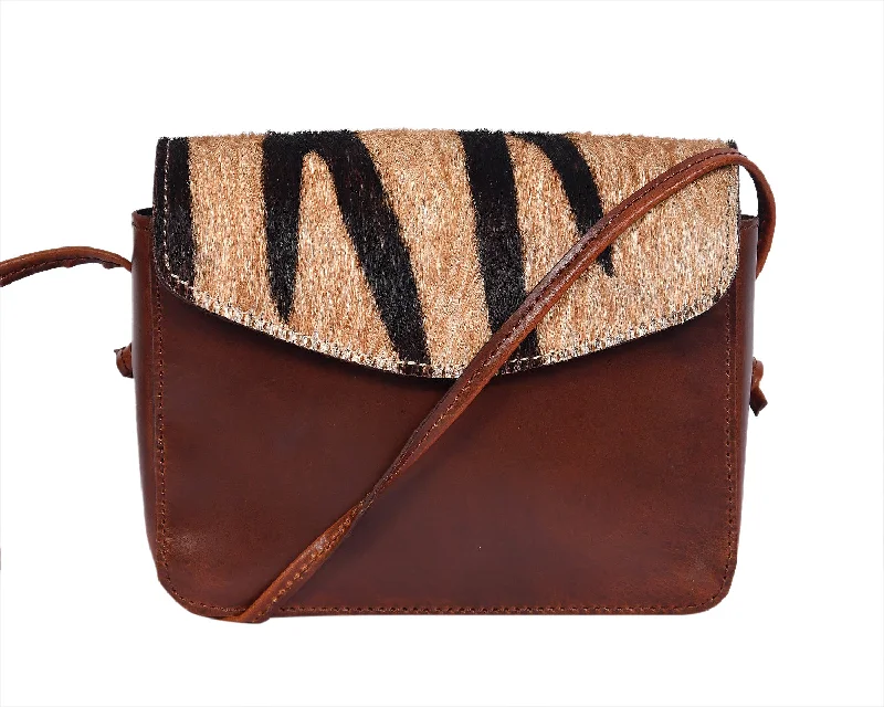 Elevate - Brown Leather Sling Bag with Hair-On Leather, Art: BG-1445