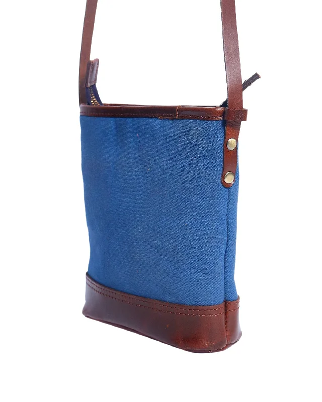 Elevate Your Style with our Canvas and Brown Leather Sling Bag. Art: BG-1478