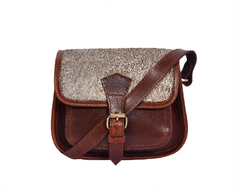 Elevate Your Style with our Grey Hair on Leather Sling Bag. Art: BG-1443