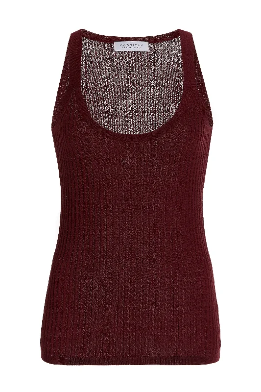 Graham Pointelle Knit Tank Top in Windsor Wine Cashmere Silk