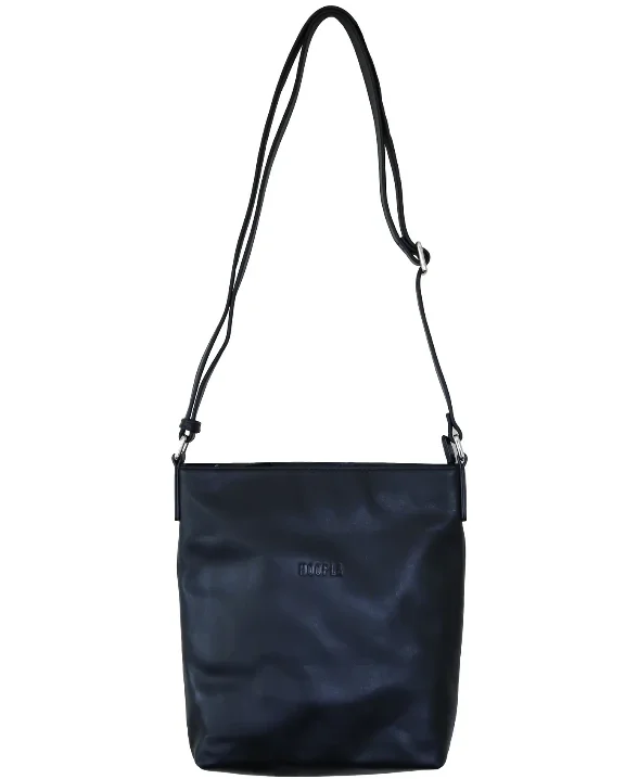 HOOPLA LEATHER CROSSBODY SLOUCH BAG BLACK