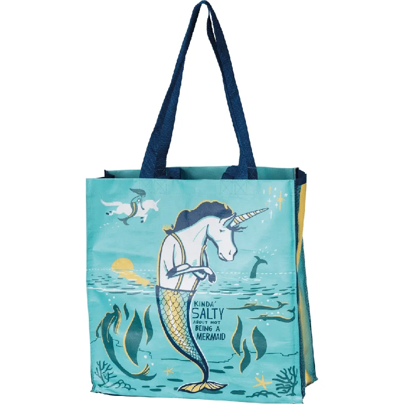 The Bullish Store Women's Kinda' Salty About Not Being A Mermaid Large Market Tote Bag