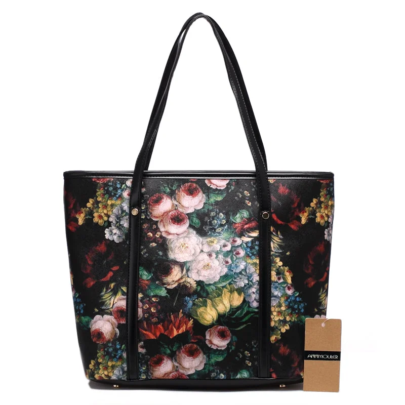 Large FLoral Printed PU Leather Shoulder Bag Multicolor