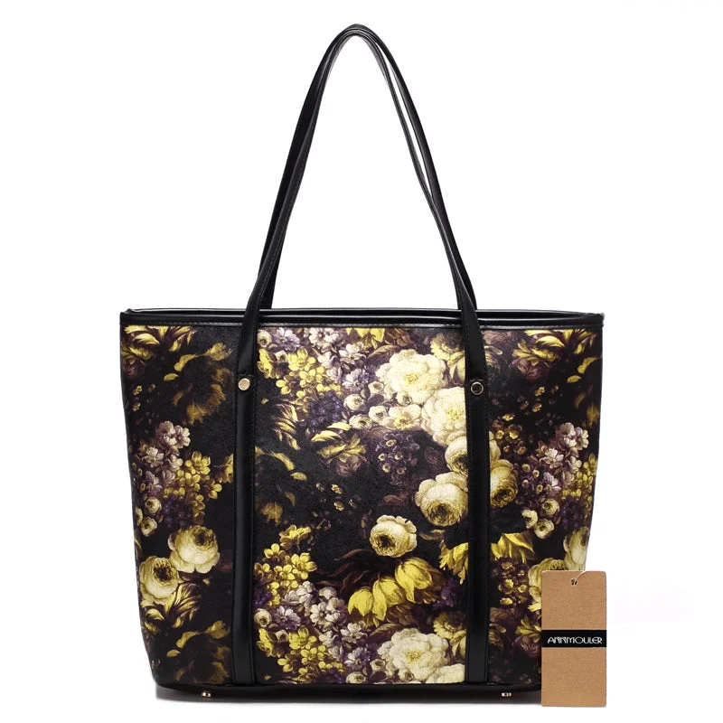 Large FLoral Printed PU Leather Shoulder Bag Yellow