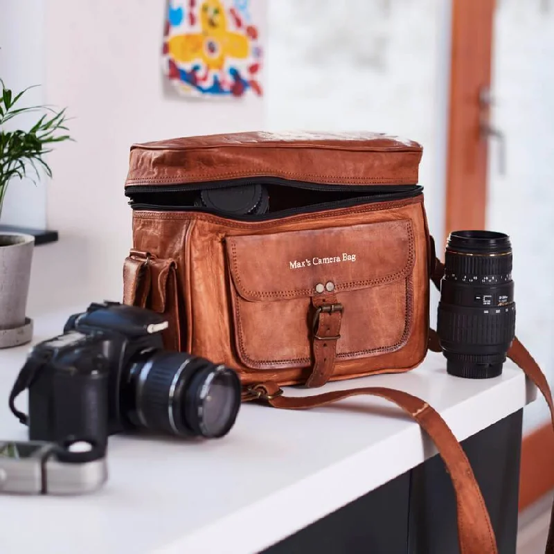 Personalised Camera Bag - Handmade Leather