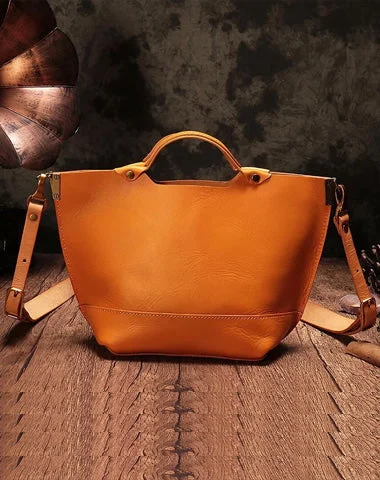 Vintage Womens Brown Leather Tote Purse 12" Shoulder Green Tote Handbags Bags for Ladies