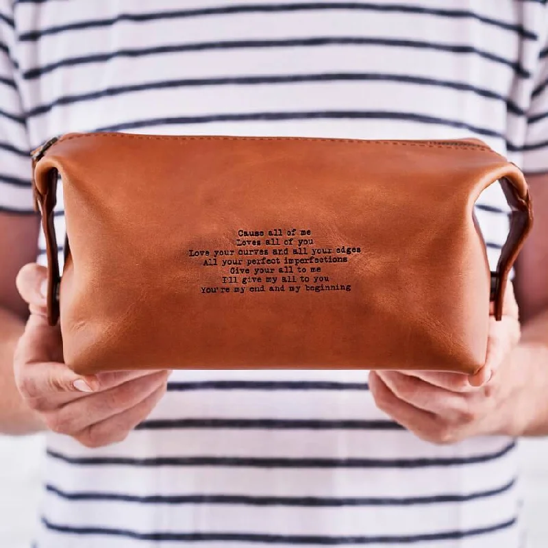 Leather Wash Bag with Special Song Lyrics