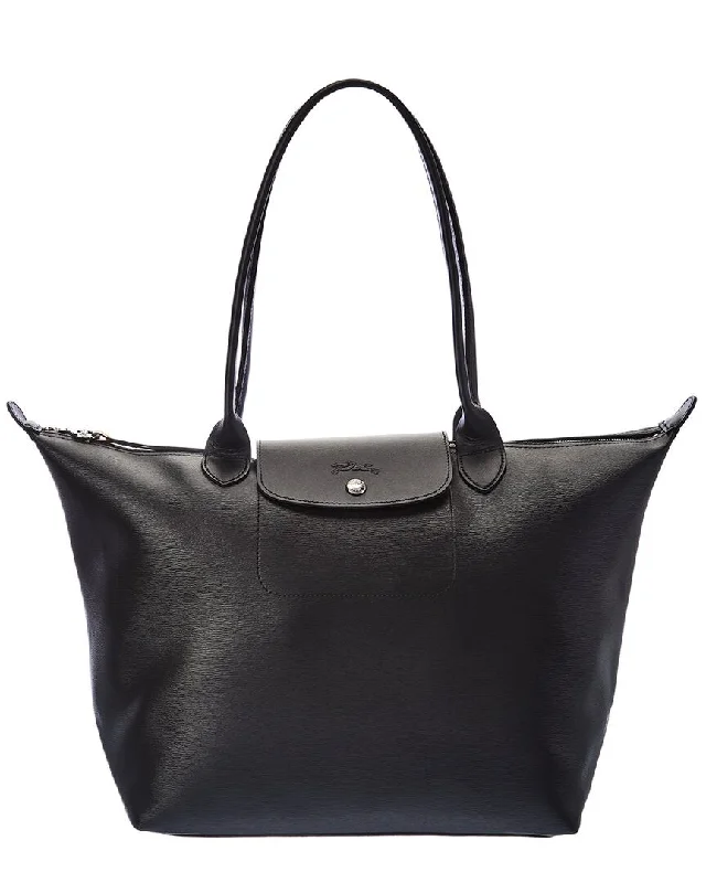 Longchamp Le Pliage City Leather Long Handle Tote