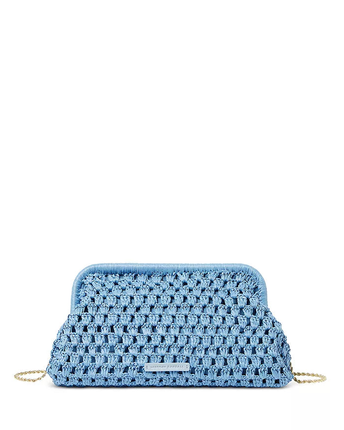 Trudie Natural Frame Clutch Light Blue