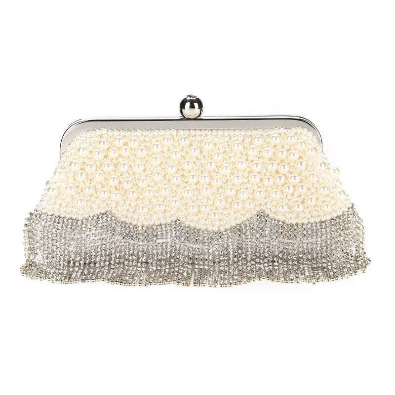 Luxy Moon Beaded Diamonds Women Evening Bags Small Pearl Clutch Purse