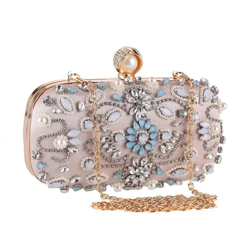 Luxy Moon Beaded Evening Bags Pearls Rhinestone Clutches