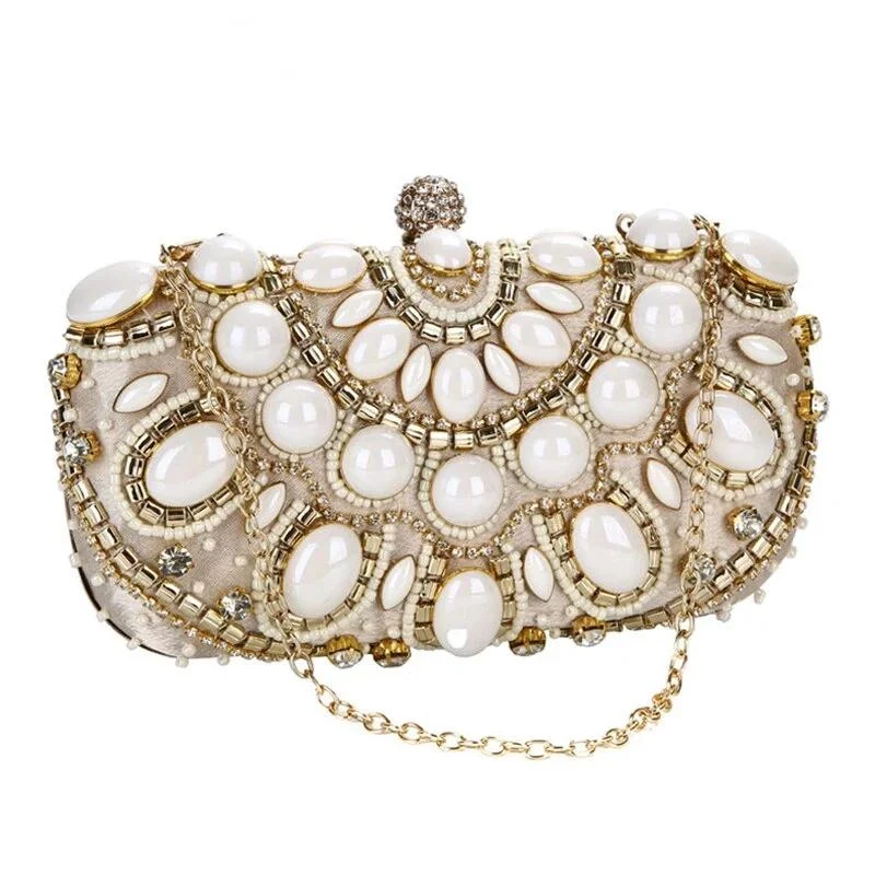 Luxy Moon Beaded Evening Clutch Bags for Wedding Designer