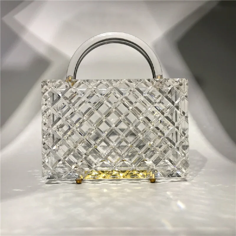 Luxy Moon Clear Acrylic Box Evening Bag Women Summer Handle Clutch Purses