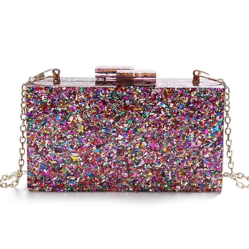 Luxy Moon Colorful Sequin Luxury Evening Clutch Bags Acrylic