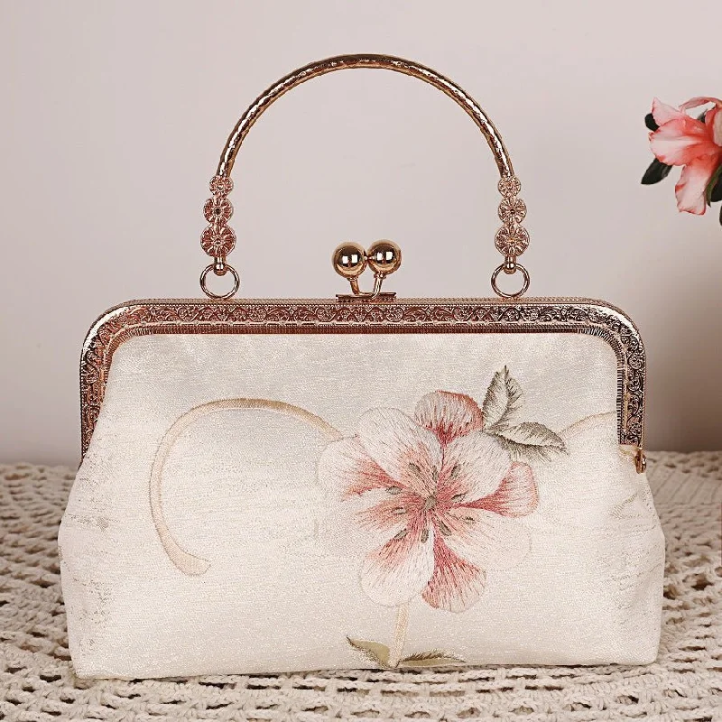 Luxy Moon Elegant Flower Embroidered Wedding Clutch Purse