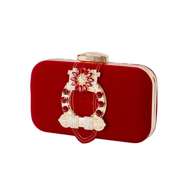 Luxy Moon Gorgeous Rhinestone Velvet Evening Clutch