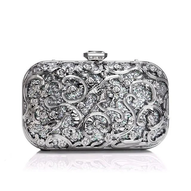 Luxy Moon Sequin Evening Bags Metal Wedding Party Minaudiere Clutch