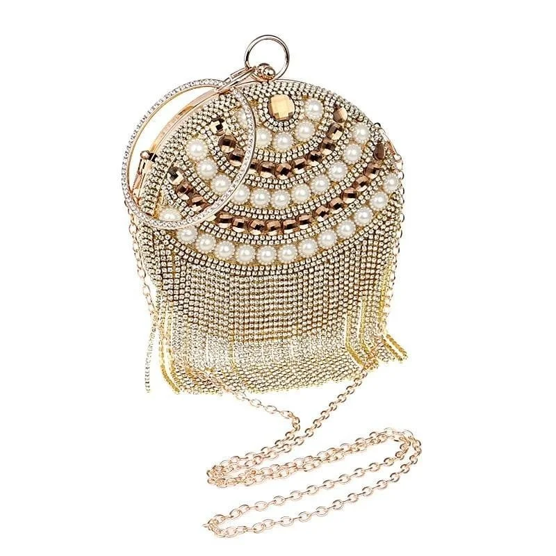 Luxy Moon Tassel Evening Bags Diamond Beaded Wedding Clutches