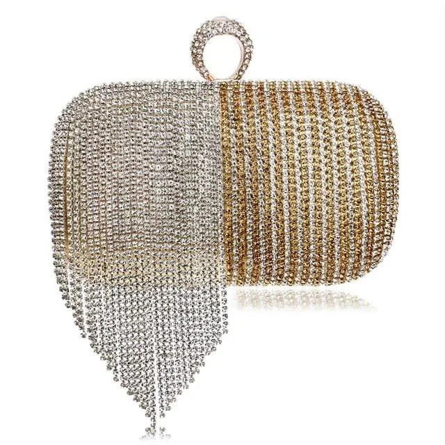 Luxy Moon Tassel Evening Clutches Crystal Party Handbags