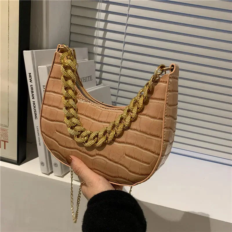 M453 Brand Designer Crocodile Pattern Women's Crossbody Bag Fashion Chain Messenger Bag Small Hobos Lady Shoulder Bag