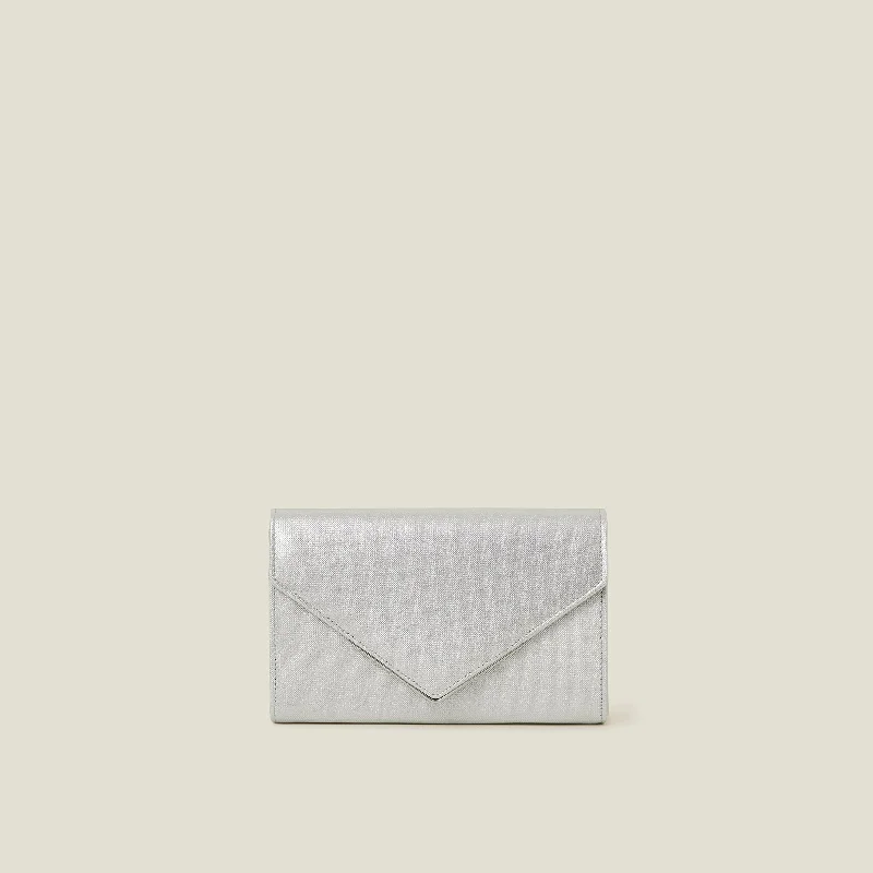 Metallic Envelope Clutch Bag-Silver